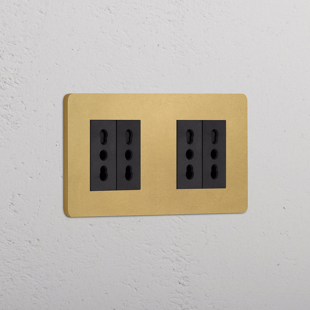 Grove Double 4x Bipasso Socket - Antique Brass | Black