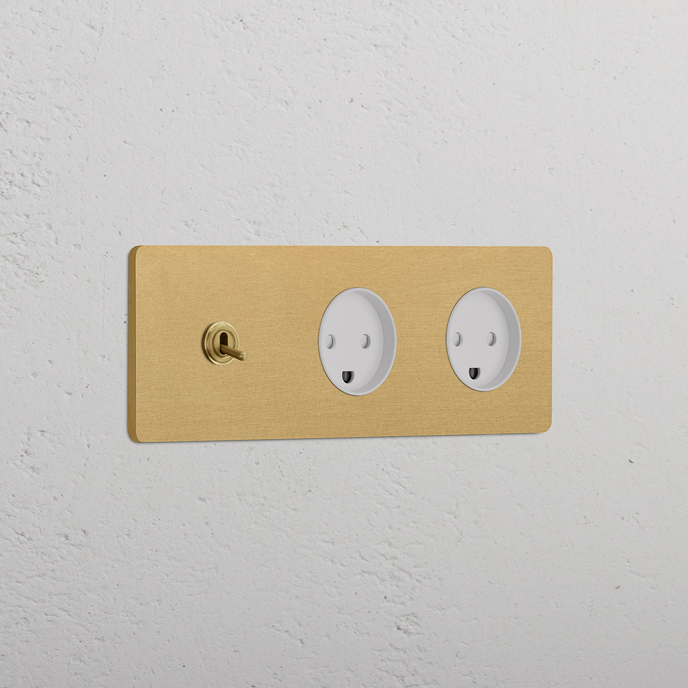 Grove Triple Toggle & 2x Danish Type K Socket - Antique Brass | White