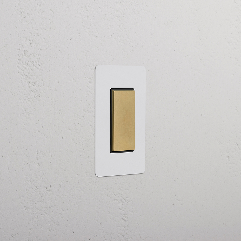 Kew 1G Center Retractive Rocker Switch - Paintable Antique Brass Black