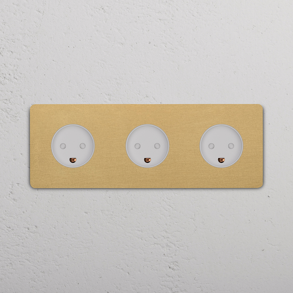 Grove Triple 3x Danish Type K Socket - Antique Brass | White