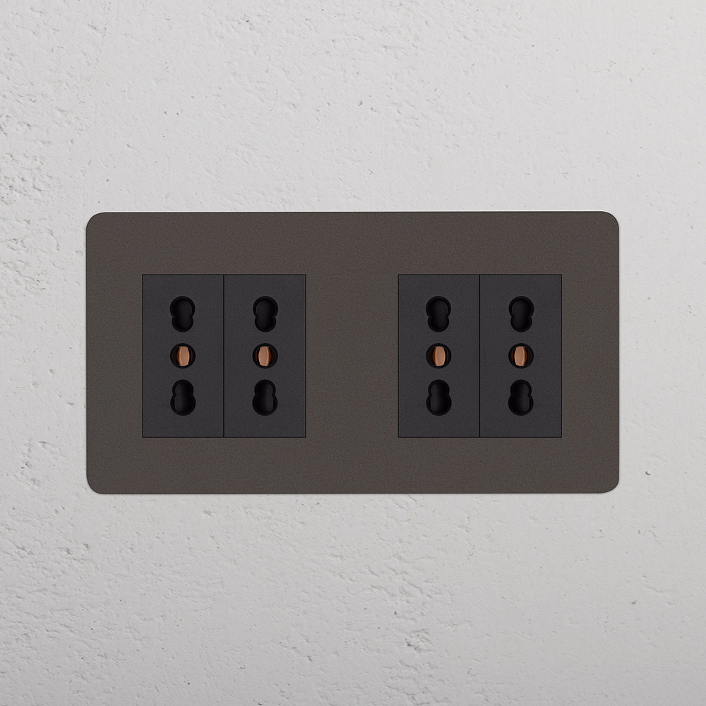 Kew Double 4x Bipasso Socket - Bronze | Black