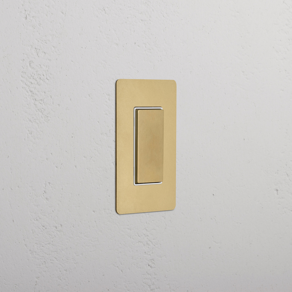 Kew 1G Center Retractive Rocker Switch - Antique Brass White