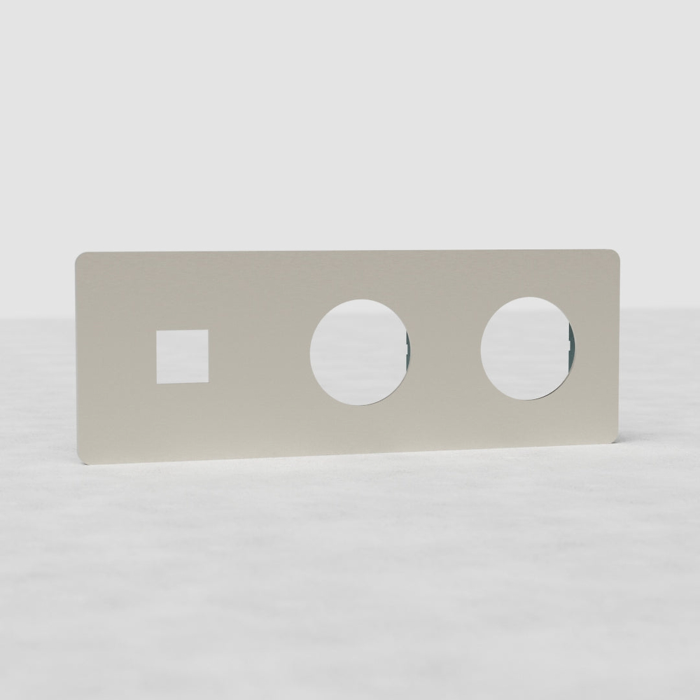 Grove Triple Keystone & 2x Socket Plate – Satin Nickel