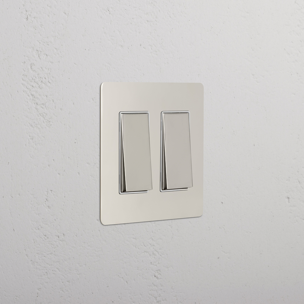 Kew 2G Rocker Switch - Polished Nickel White