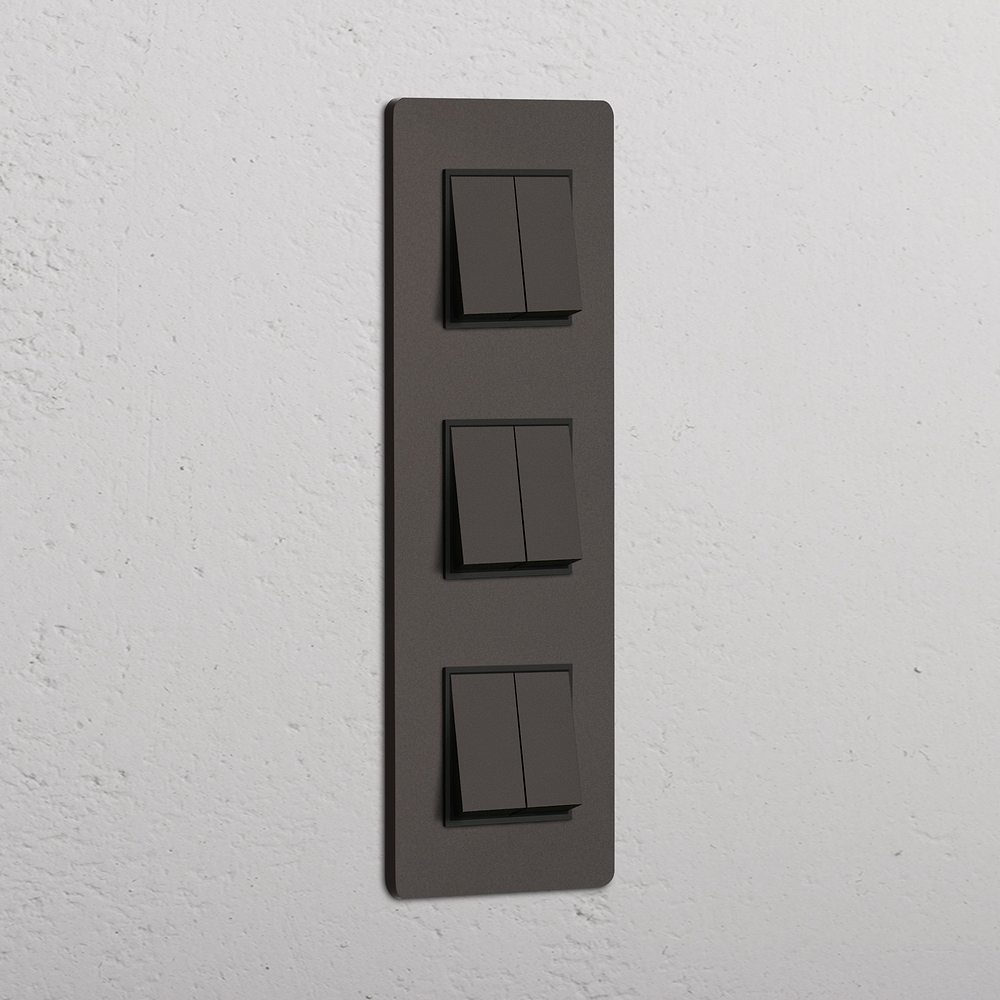 Grove Triple 6x Vertical Rocker Switch - Bronze | Black