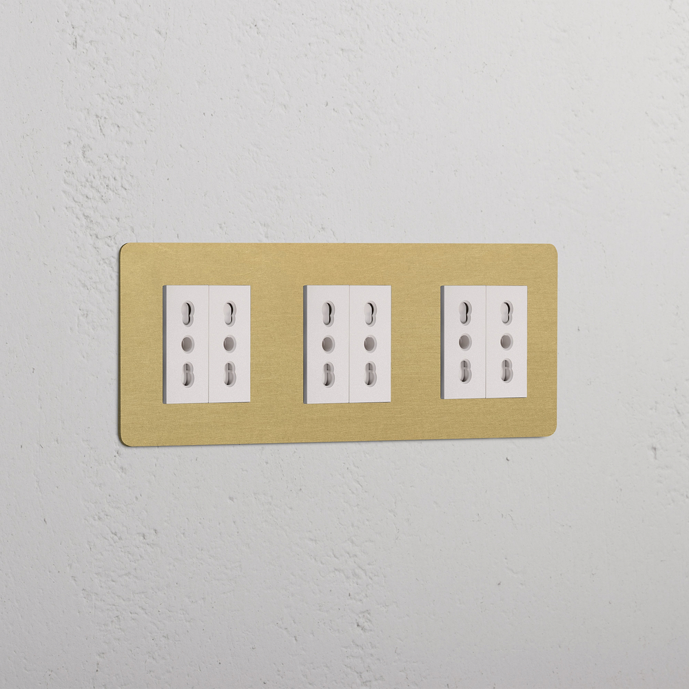Kew Prise Bipasso x6 (Plaque Triple) - Laiton Ancien | Blanc