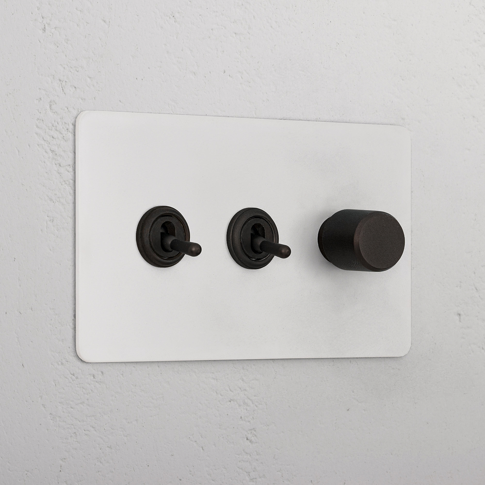 3G 2x Toggle Switch & Dimmer Switch - Paintable Bronze