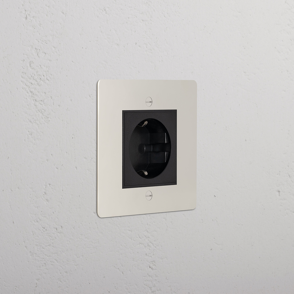 Single Schuko Socket - Polished Nickel | Black
