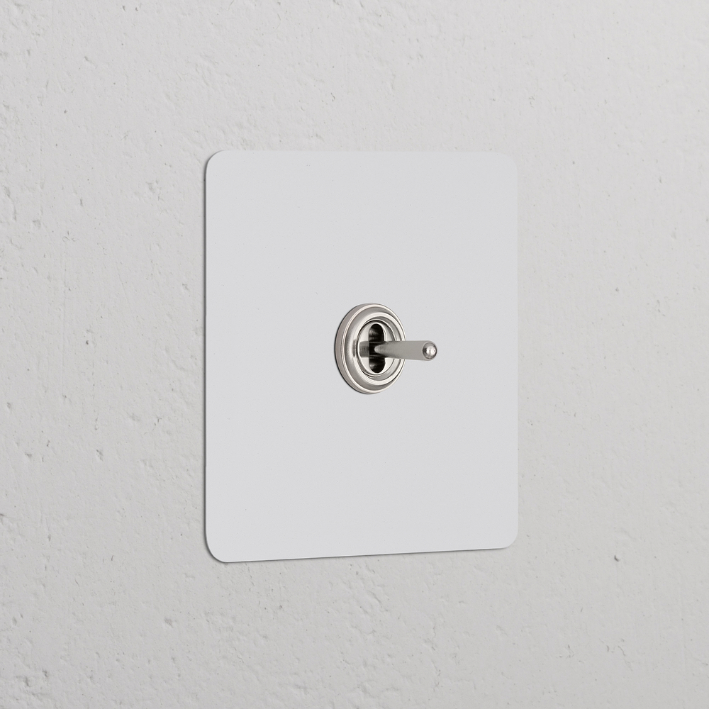 Kew Single Centre Retractive Toggle Switch - Paintable Polished Nickel