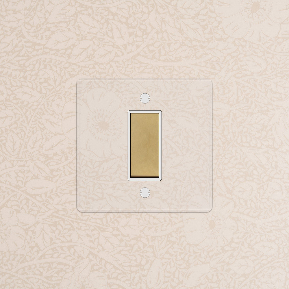 1G Double Pole Rocker Switch - Clear Antique Brass | White