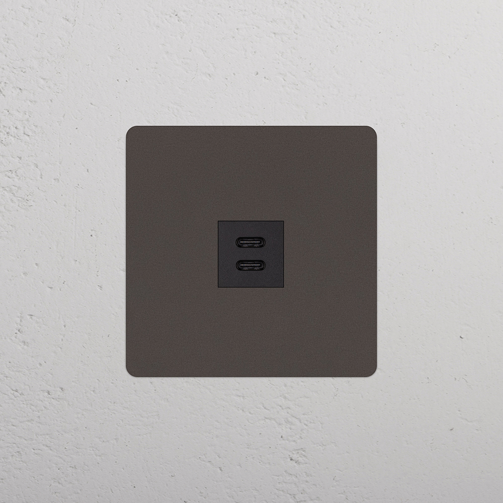 Kew Tomada USB-C 30 W individual - Bronze | Preto