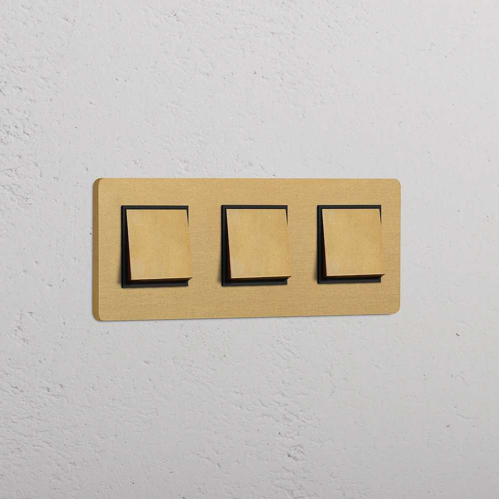 Grove Triple 3x Rocker Switch - Antique Brass | Black