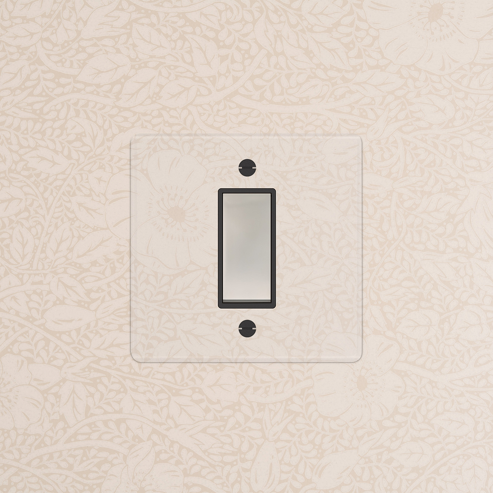 1G Two Way Rocker Switch - Clear Polished Nickel | Black