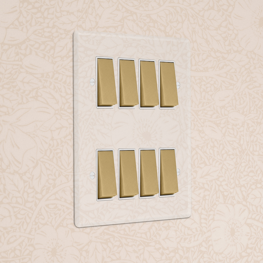 8G Two Way Rocker Switch - Clear Antique Brass | White