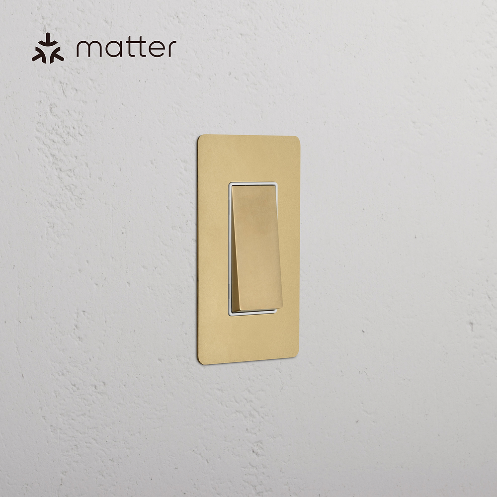 Kew 1G Smart Retractive Rocker Switch - Antique Brass White