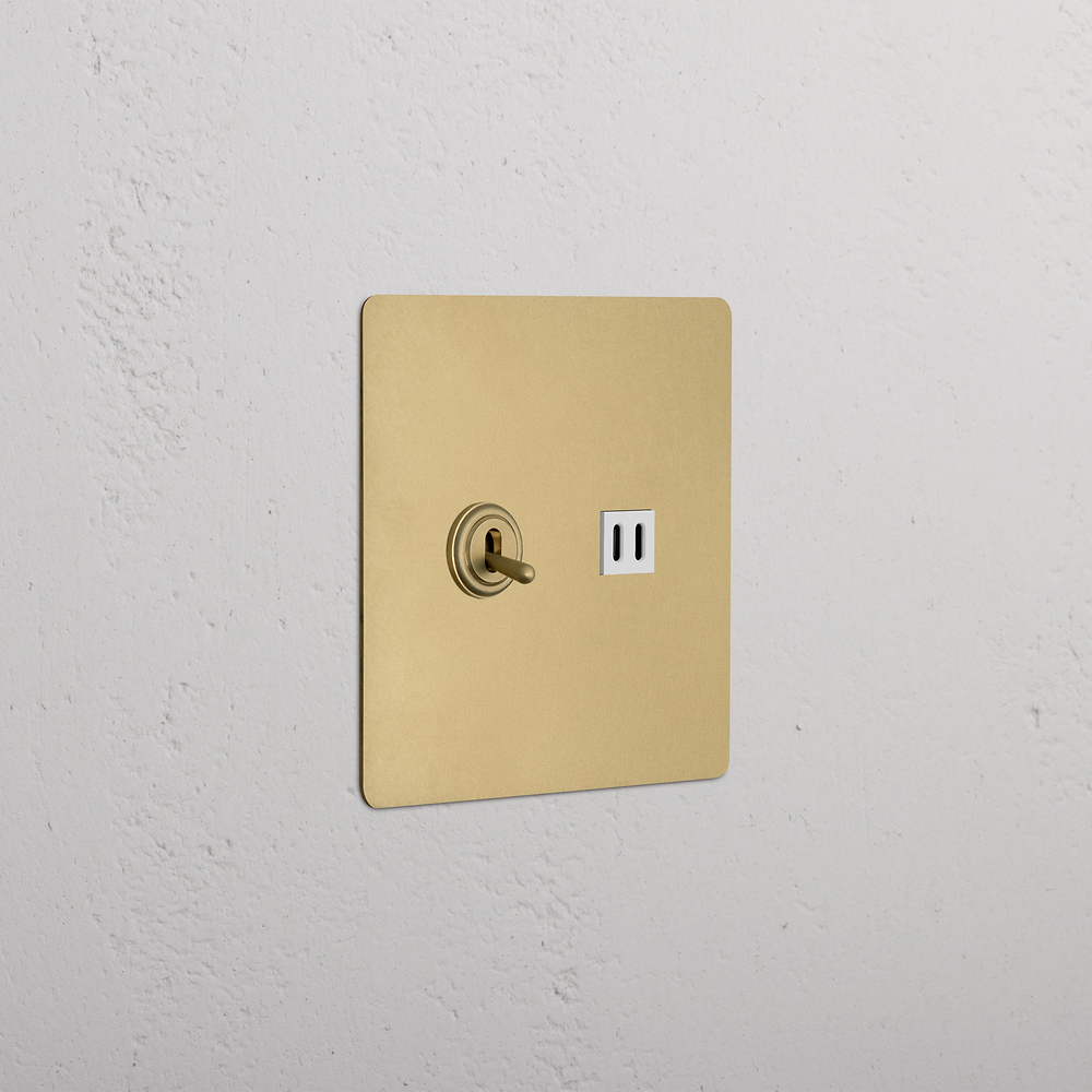 Kew 2G Toggle Switch & Fast Charge USB - Antique Brass White
