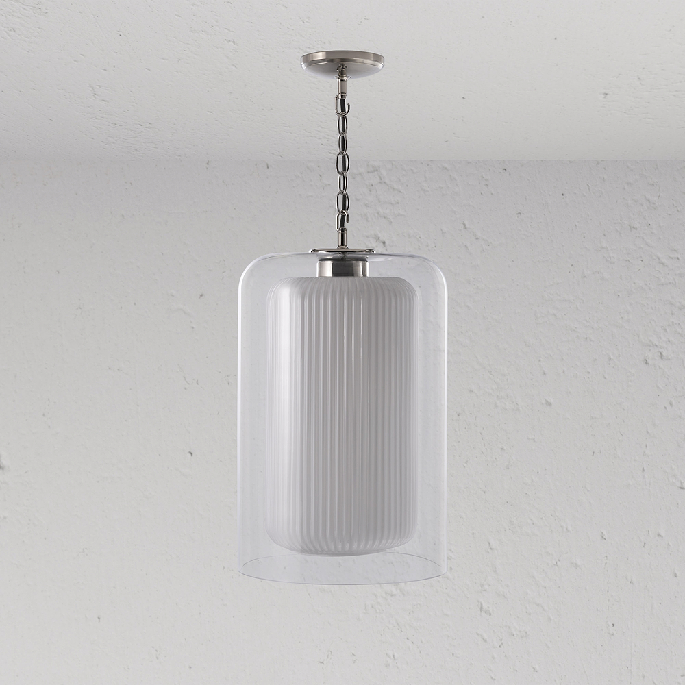 Windsor Large Pendant Light Opal Glass - Polished Nickel