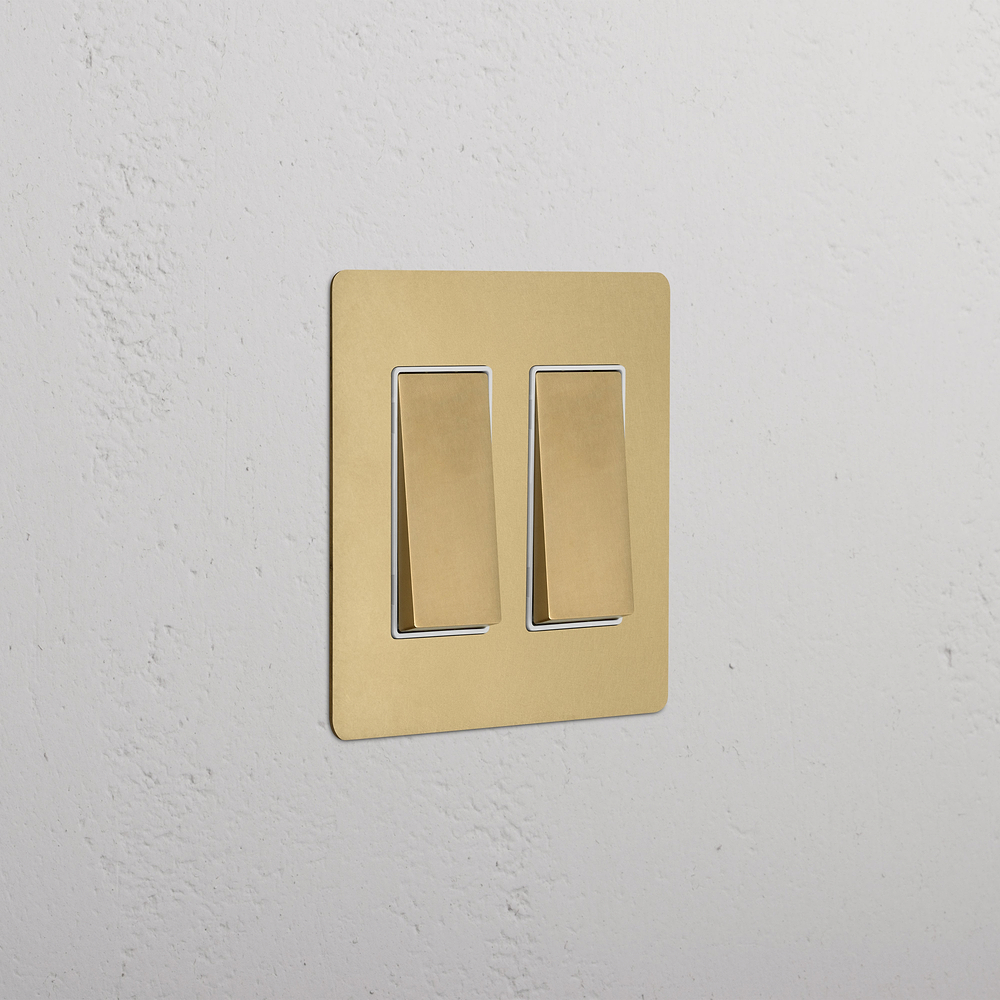 Kew 2G Rocker Switch - Antique Brass White