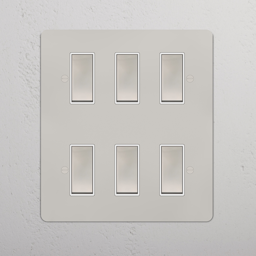 6G Two Way Rocker Switch - Polished Nickel | White