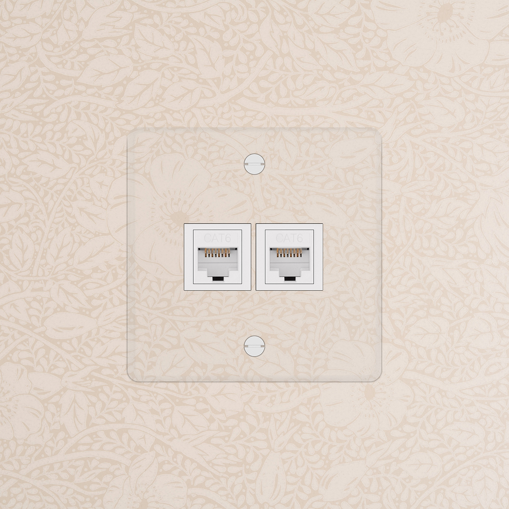 Kew Prise RJ45 x2 (Plaque Simple) – Transparence | Blanc