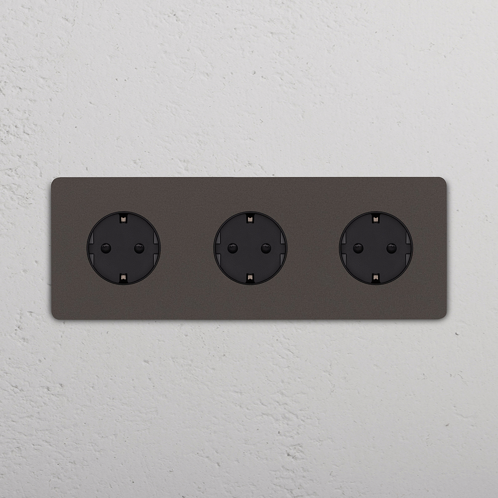 Grove Triple 3x Schuko Type F Socket - Bronze | Black
