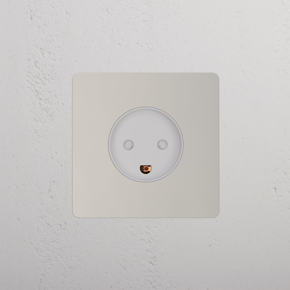 Kew Single Danish Type K Socket - Polished Nickel | White