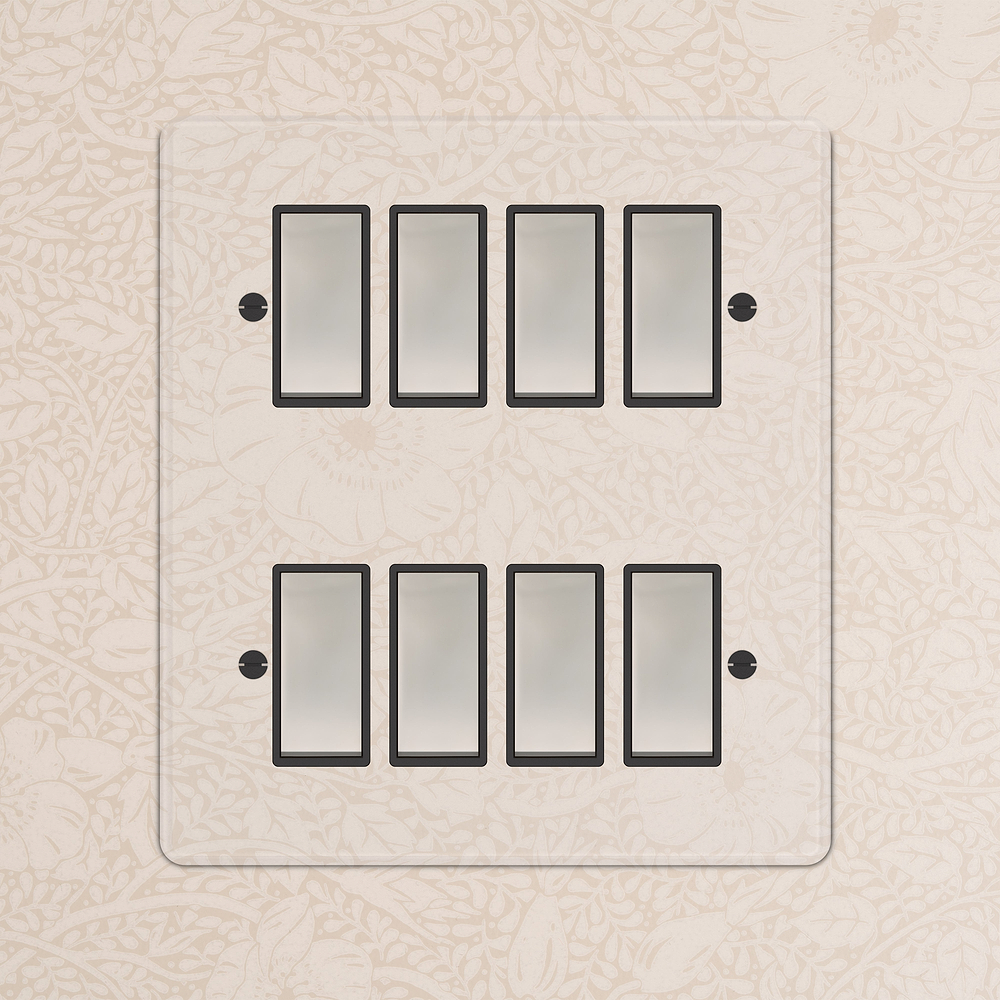 8G Two Way Rocker Switch - Clear Polished Nickel | Black