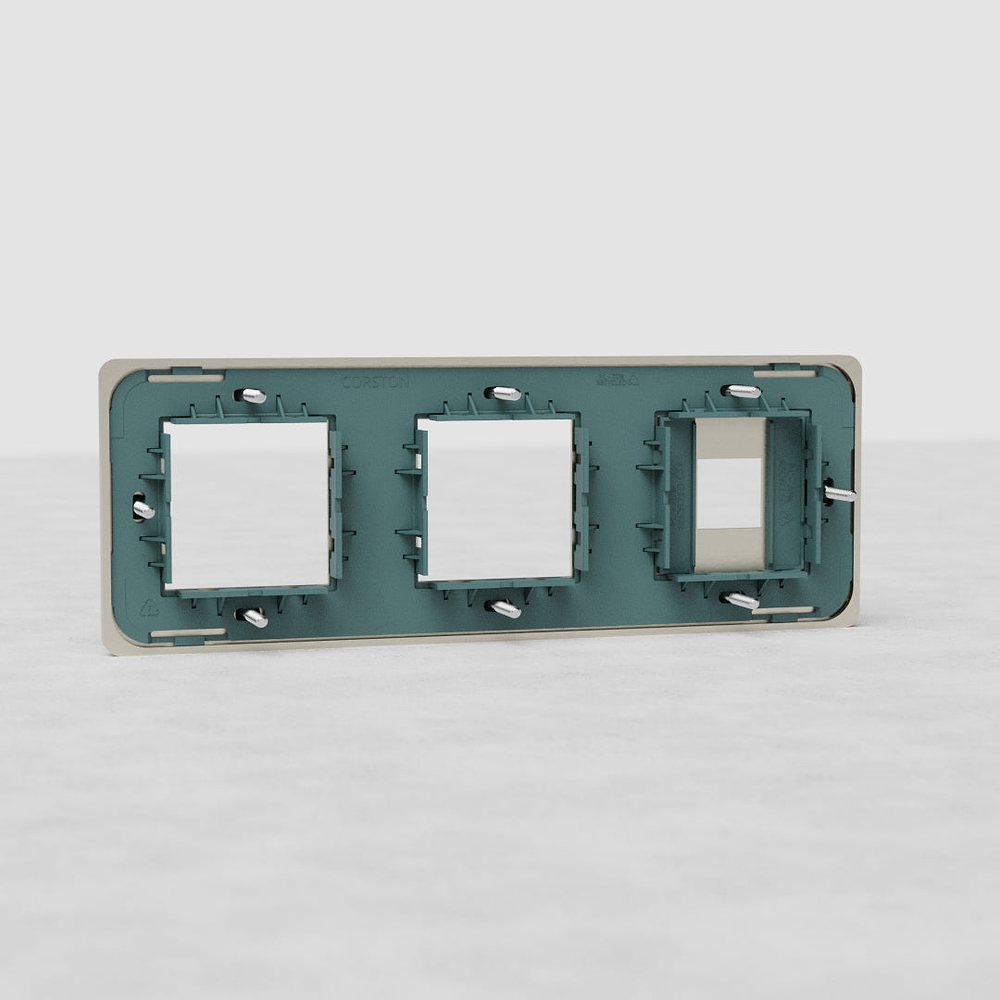 Grove Triple 2x 45mm & Keystone Module Plate – Satin Nickel