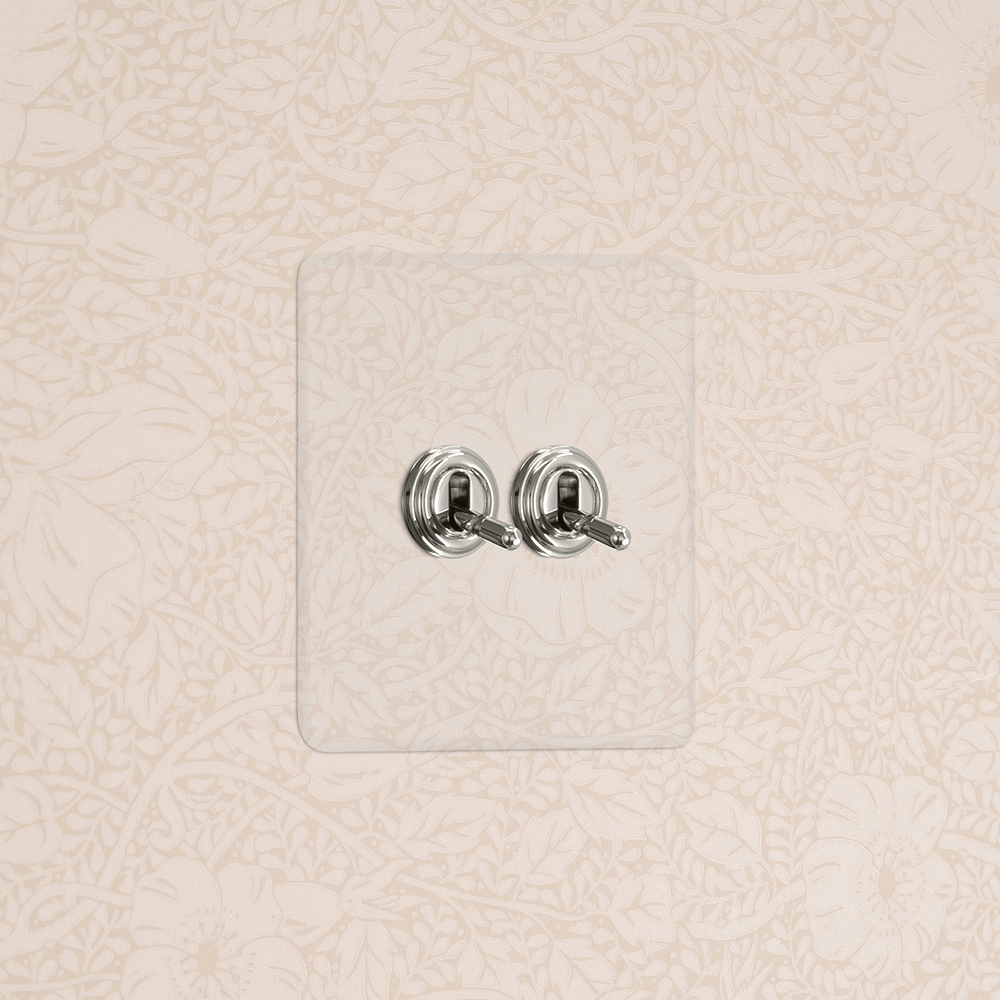 Kew Single 2x Toggle Switch - Clear Polished Nickel