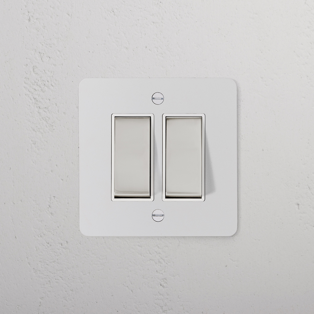 2G Two Way Rocker Switch - Paintable Polished Nickel | White