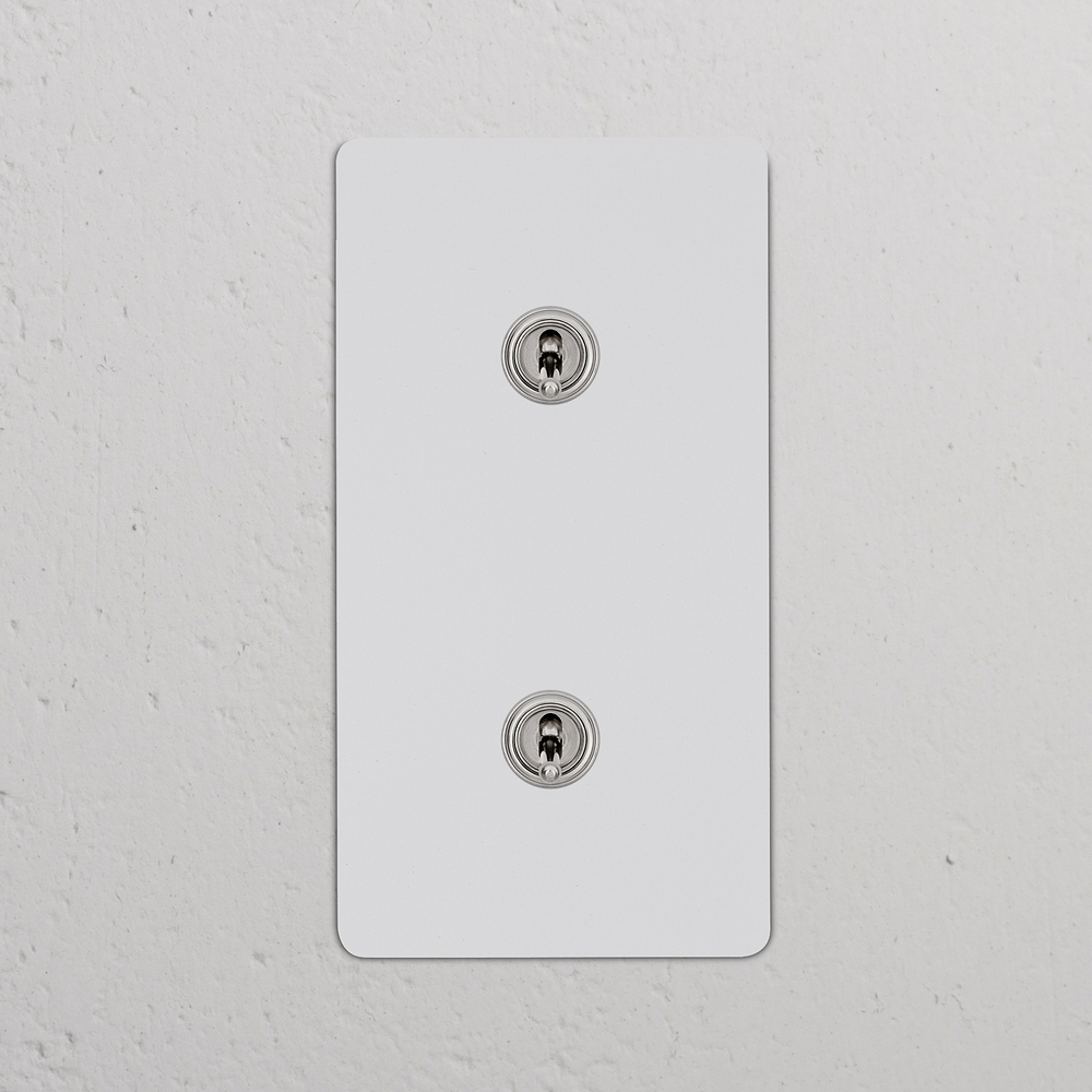 Kew Double 2x Vertical Toggle Switch - Paintable Polished Nickel