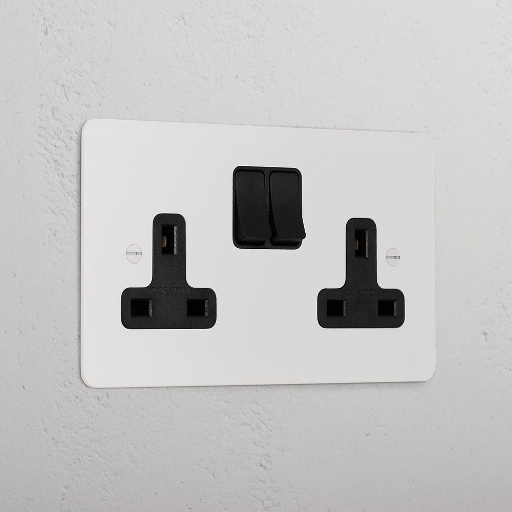 Double Socket UK - Paintable | Black