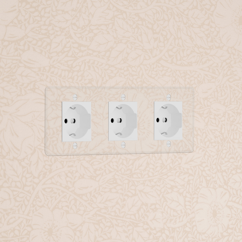 Kew Drievoudige 3x Schuko/Bipasso stopcontact – Doorzichtig | Wit