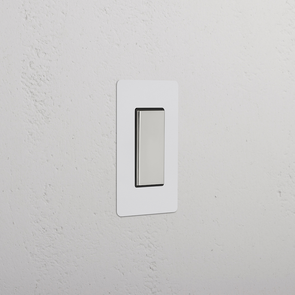 Kew 1G Center Retractive Rocker Switch - Paintable Polished Nickel Black