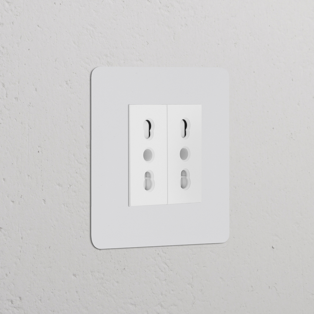 Kew Single 2x Bipasso Socket - Paintable | White