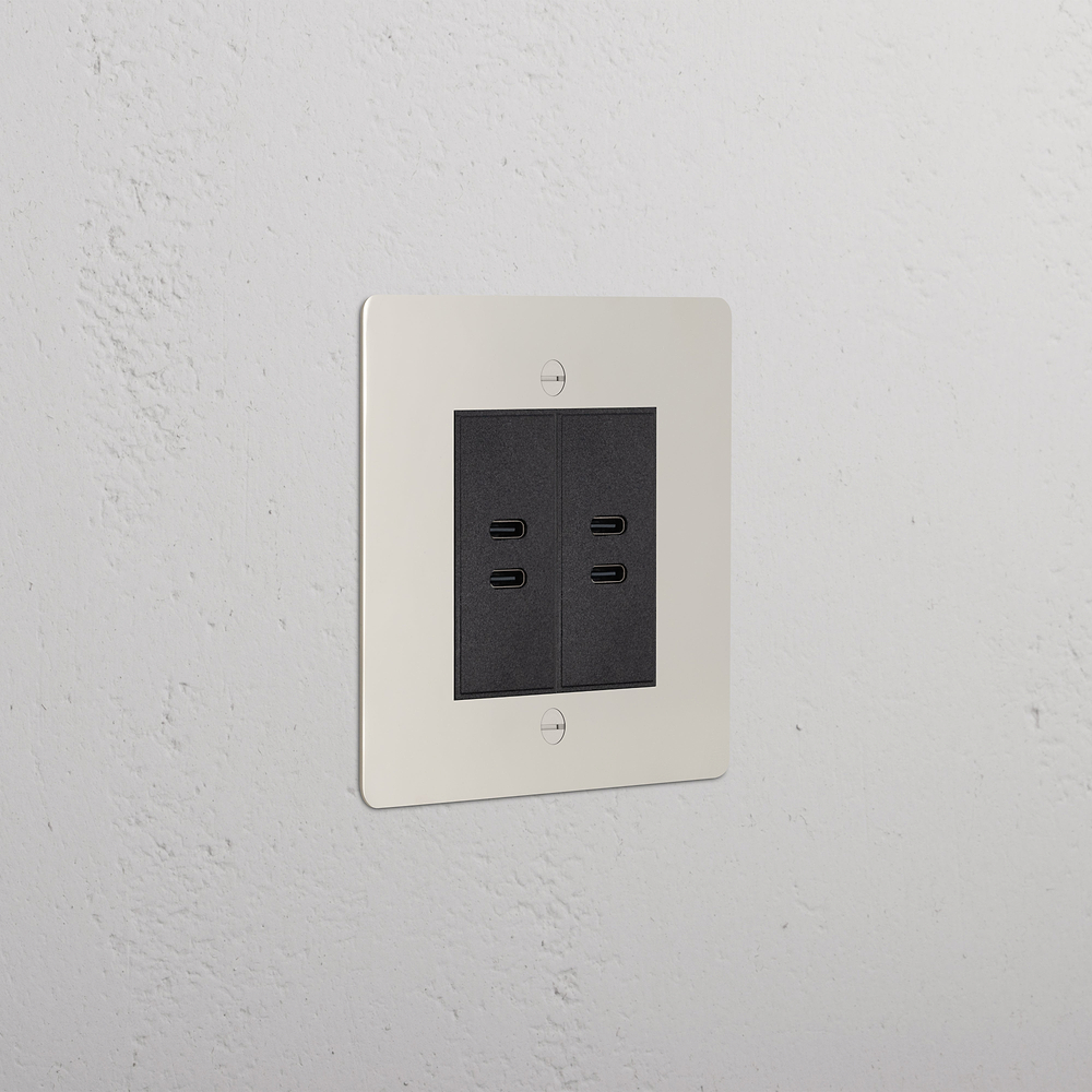 Single 2x USB-C+C Socket - Polished Nickel | Black