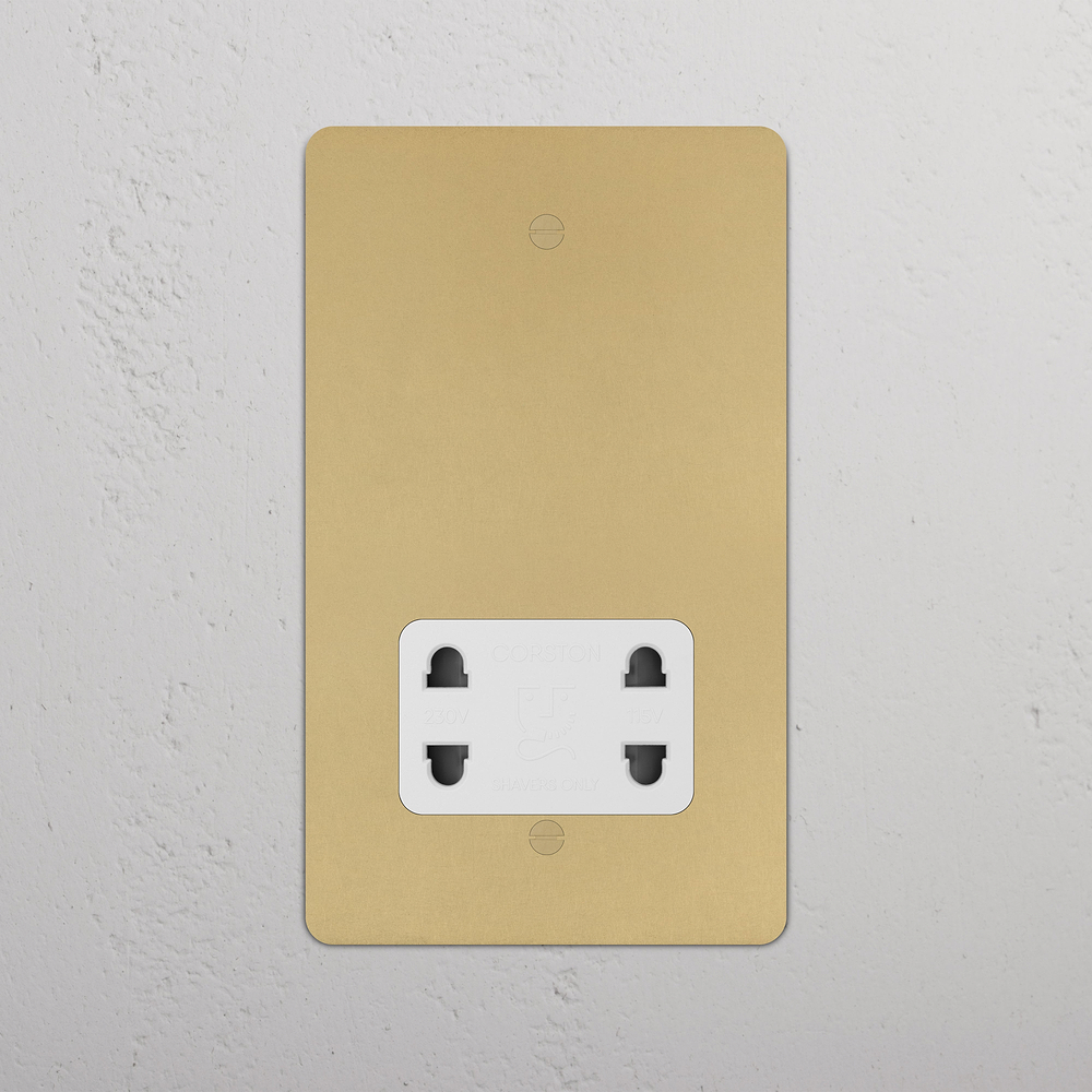Double Shaver Socket - Antique Brass | White