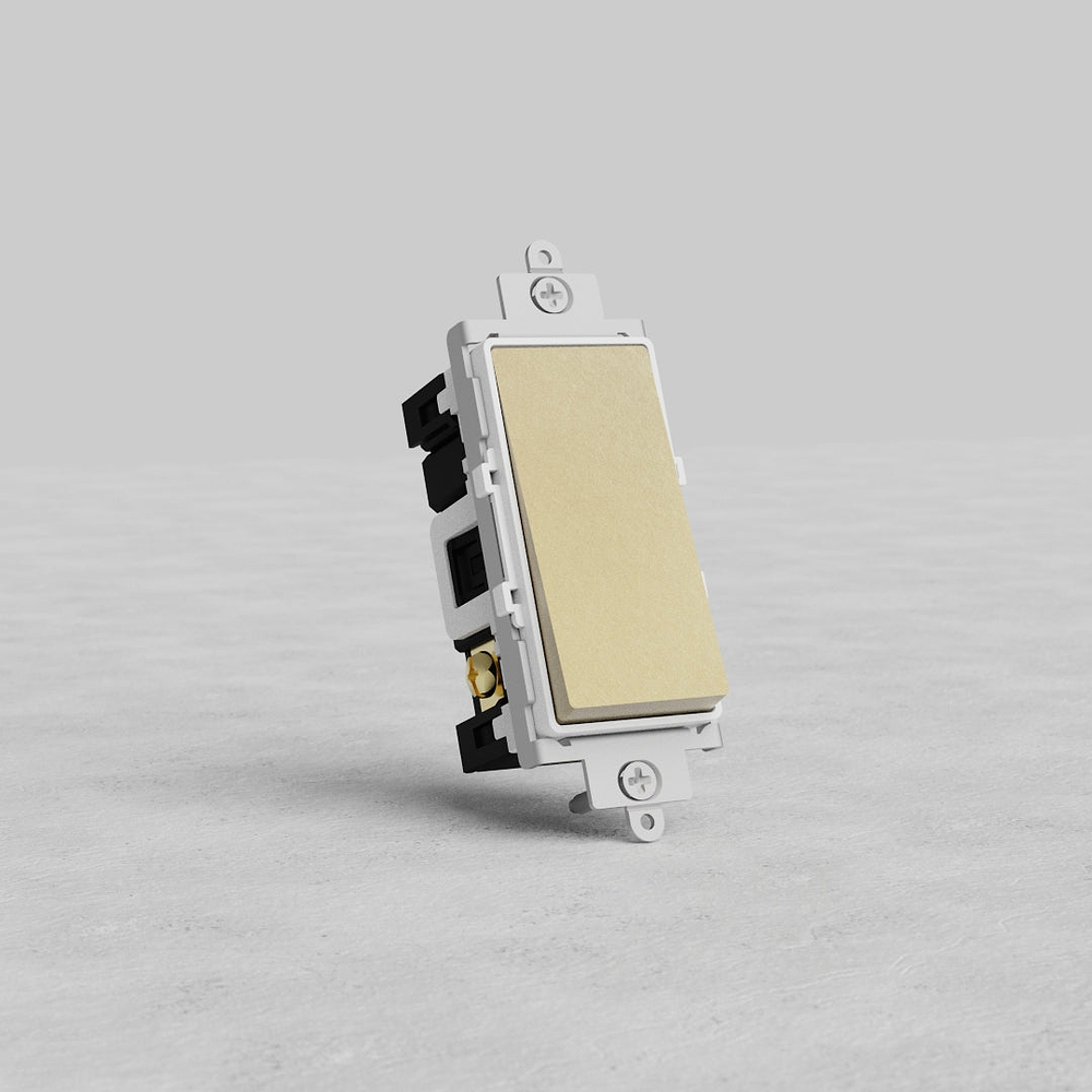 Double Pole Rocker Switch - Antique Brass White