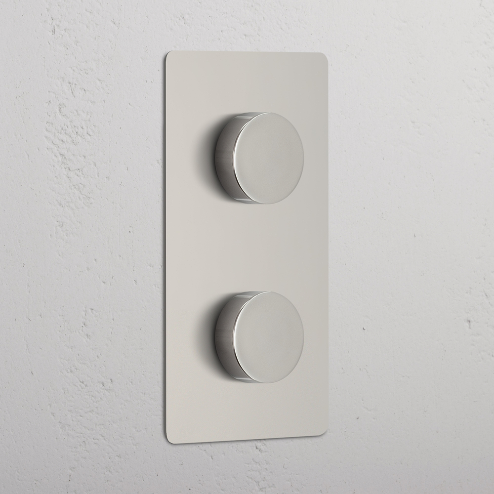 Kew Double 2x Vertical Multiway Dimmer Switch - Polished Nickel
