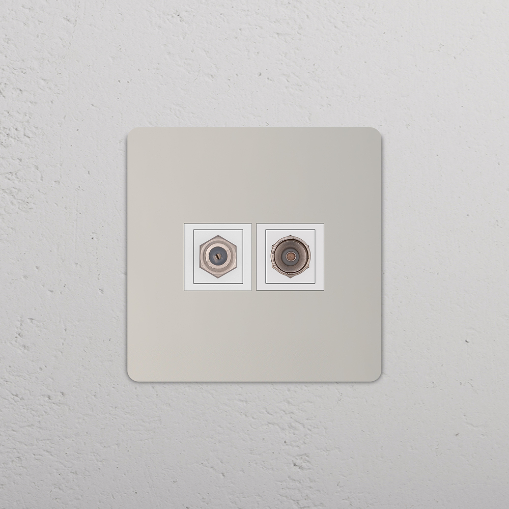 Grove Single Satellite & TV Socket - Polished Nickel | White
