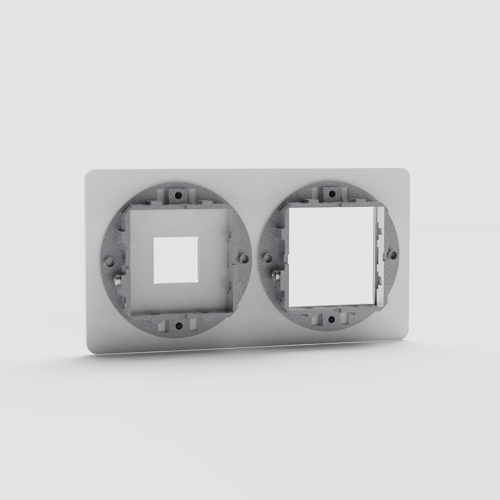 Kew Placca doppia 1x keystone e 1x frutto 45mm - Trasparente | Bianco