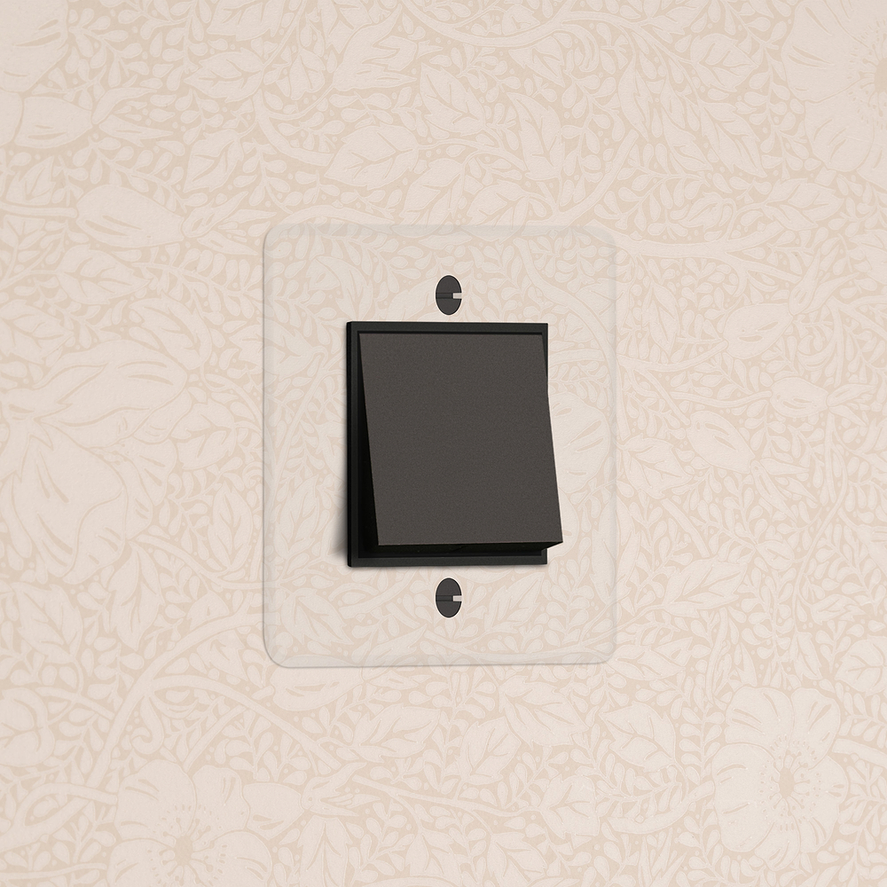 Kew Wippschalter 1x in Einfachrahmen – Transparent Bronze | Schwarz