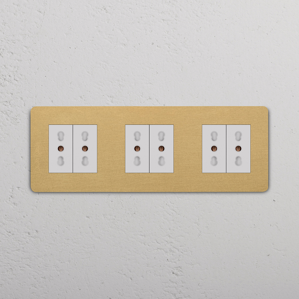 Grove Triple 6x Bipasso Socket - Antique Brass | White