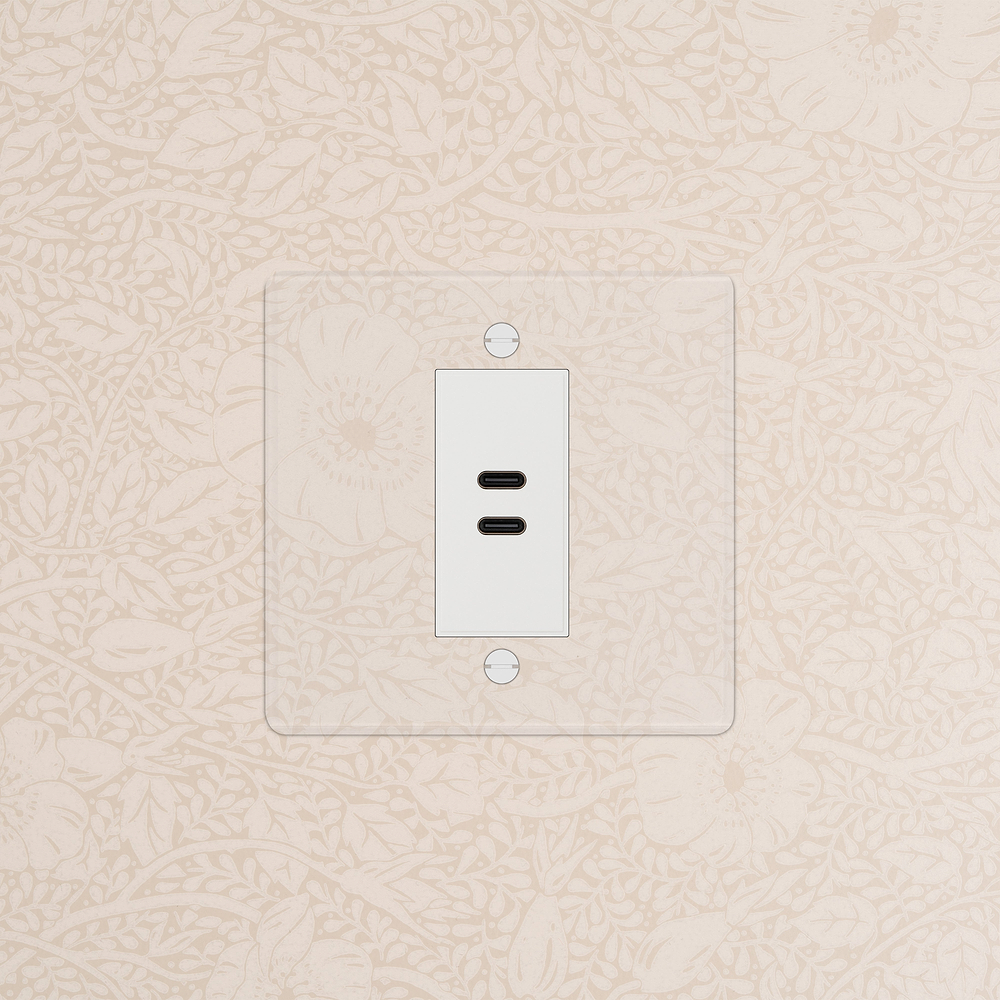 Single USB-C+C Socket - Clear | White