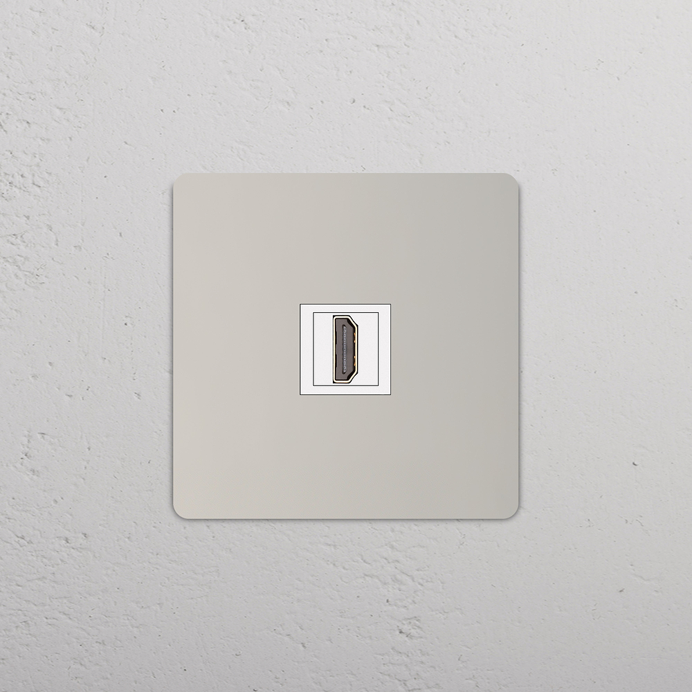 Grove HDMI-Anschluss 1x in Einfachrahmen – Poliertes Nickel | Weiss