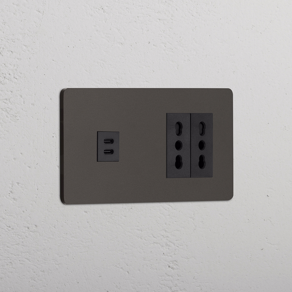 Grove Double USB-C 30W & 2x Bipasso Socket - Bronze | Black