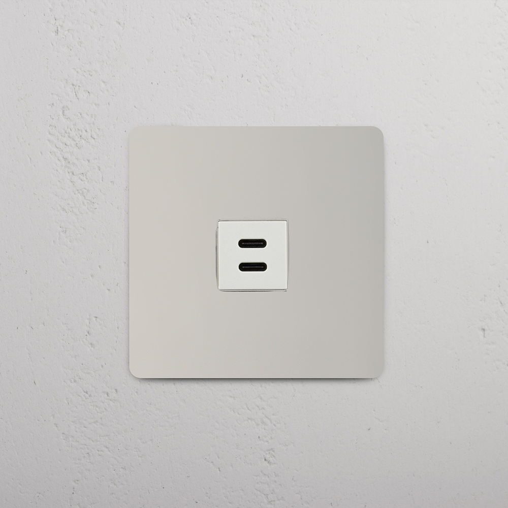 Kew Presa USB-C 30W Singola - Nichel lucido | Bianco