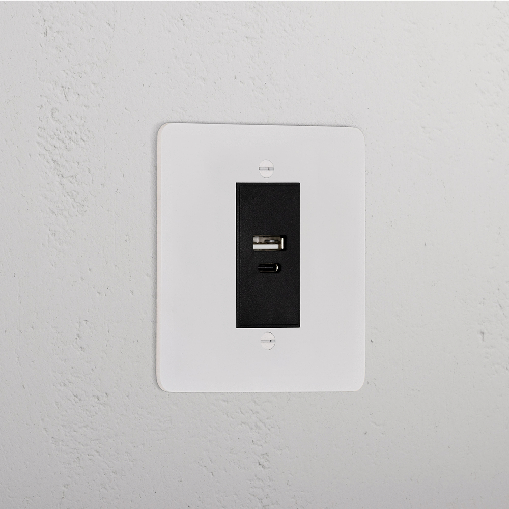 Single USB-A+C Socket - Paintable | Black
