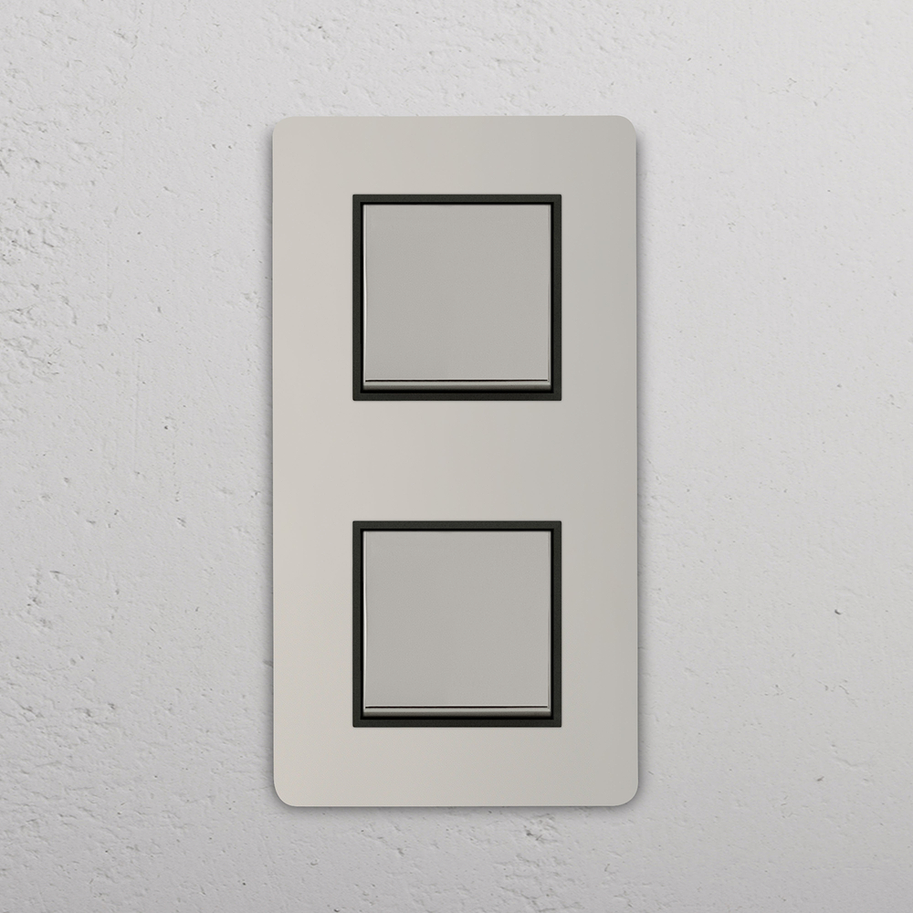 Grove Double 2x Vertical Rocker Switch - Polished Nickel | Black
