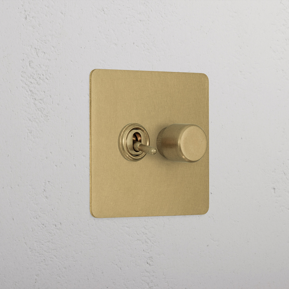 2G Toggle Switch & Dimmer Switch - Antique Brass